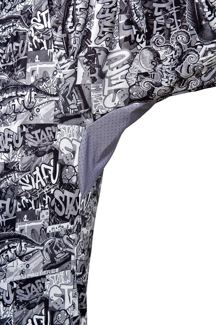 Stratos Kapüşonlu ve Maskeli UPF 40+ Performans T-Shirt - Grafiti Black
