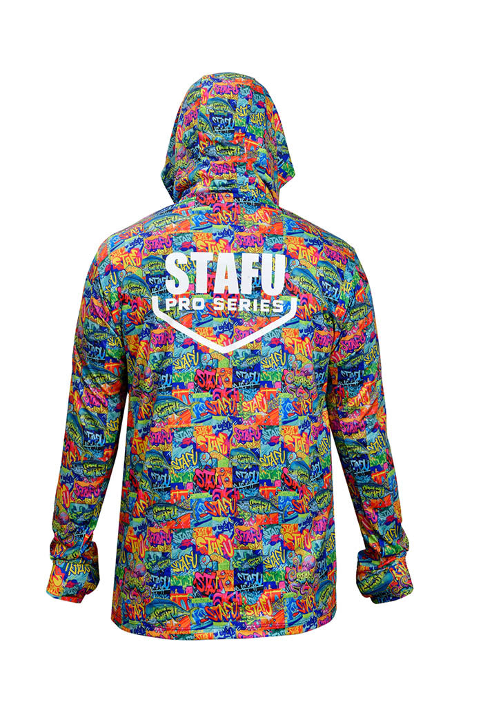 Stratos Kapüşonlu ve Maskeli UPF 40+ Performans T-Shirt - Grafiti