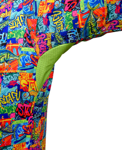 Stratos Kapüşonlu ve Maskeli UPF 40+ Performans T-Shirt - Grafiti
