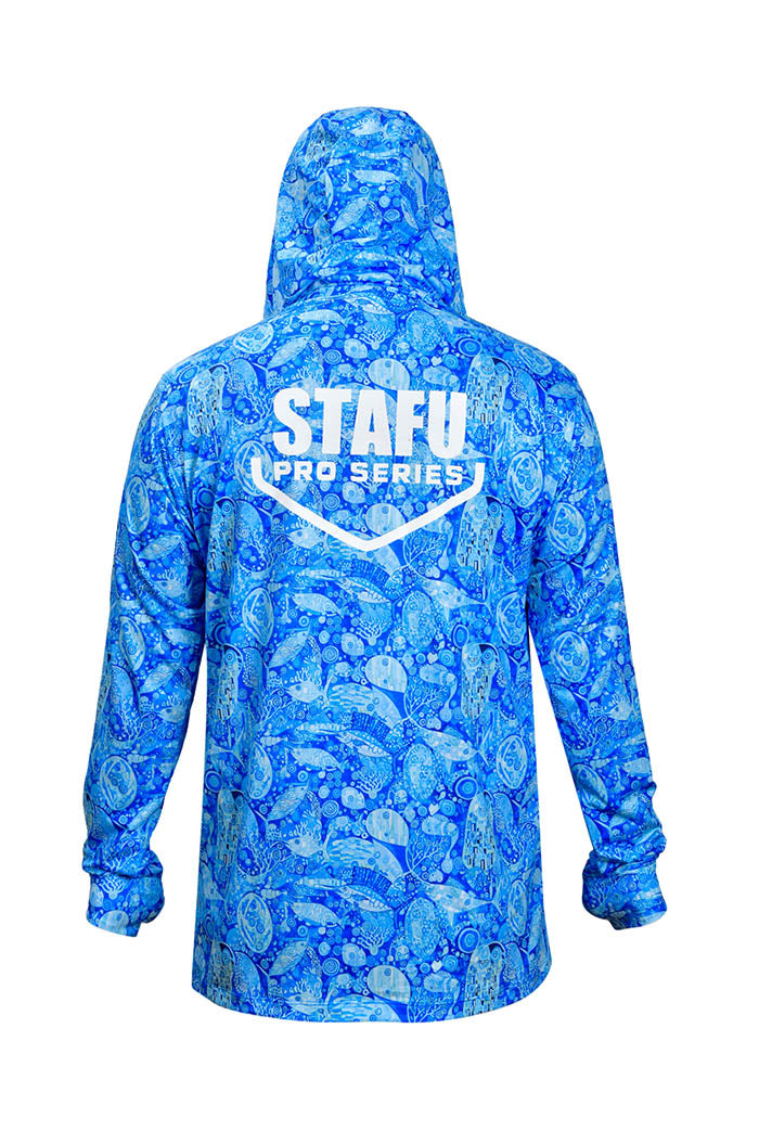 Stratos Kapüşonlu ve Maskeli UPF 40+ Performans T-Shirt - The Kiss Blue