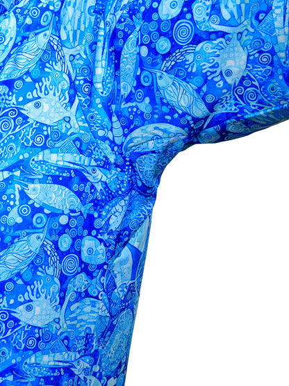 Stratos Kapüşonlu ve Maskeli UPF 40+ Performans T-Shirt - The Kiss Blue