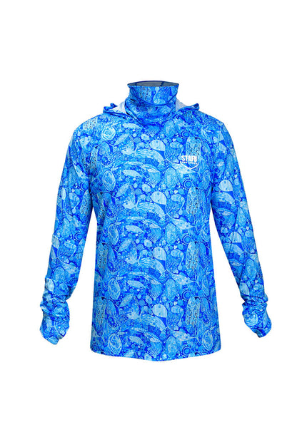 Stratos Kapüşonlu ve Maskeli UPF 40+ Performans T-Shirt - The Kiss Blue