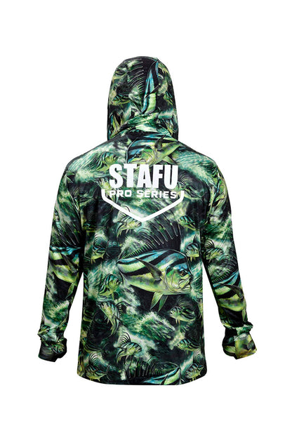 Stratos Kapüşonlu ve Maskeli UPF 40+ Performans T-Shirt -Rooster Green