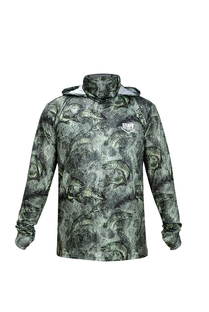 Stratos Kapüşonlu ve Maskeli UPF 40+ Performans T-Shirt - Predatory Green