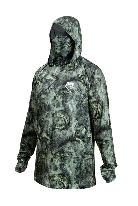 Stratos Kapüşonlu ve Maskeli UPF 40+ Performans T-Shirt - Predatory Green