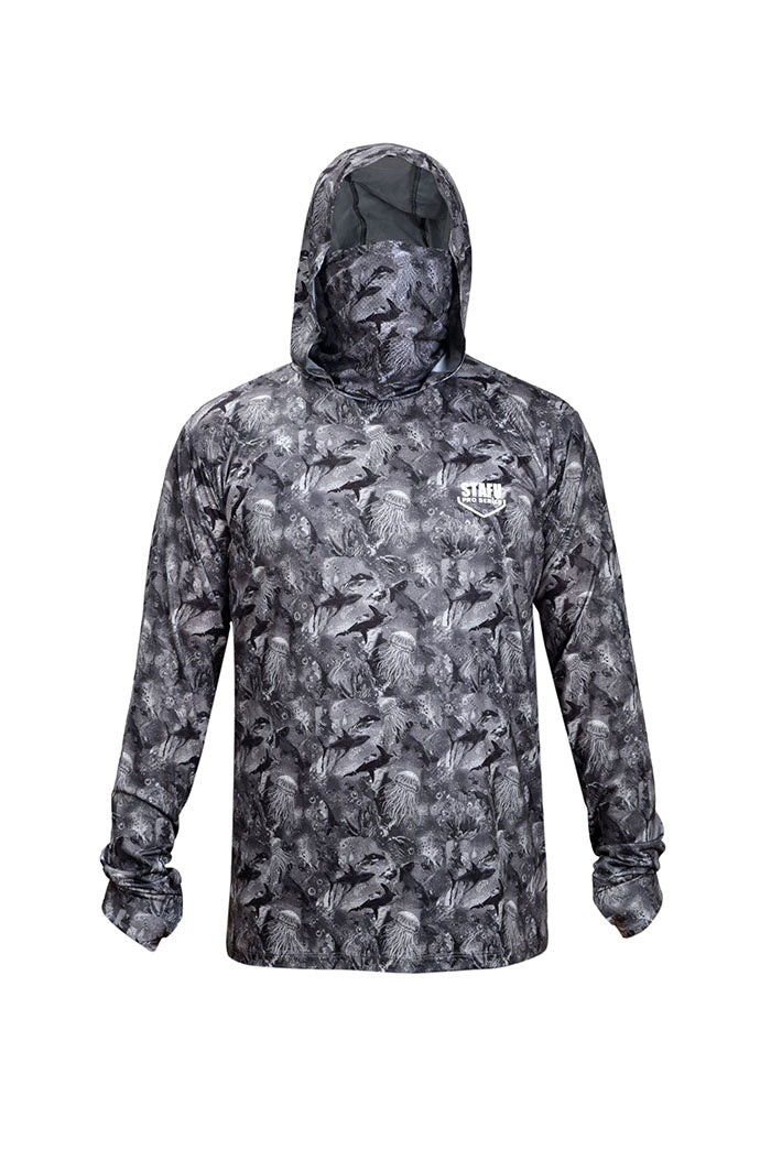 Stratos Kapüşonlu ve Maskeli UPF 40+ Performans T-Shirt - Sea Chaos