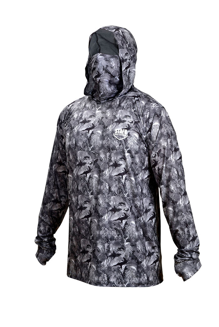 Stratos Kapüşonlu ve Maskeli UPF 40+ Performans T-Shirt - Sea Chaos