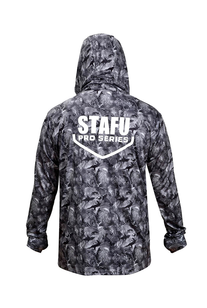 Stratos Kapüşonlu ve Maskeli UPF 40+ Performans T-Shirt - Sea Chaos