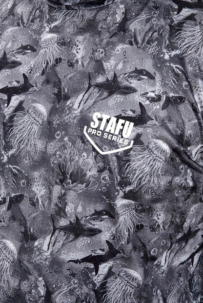 Stratos Kapüşonlu ve Maskeli UPF 40+ Performans T-Shirt - Sea Chaos