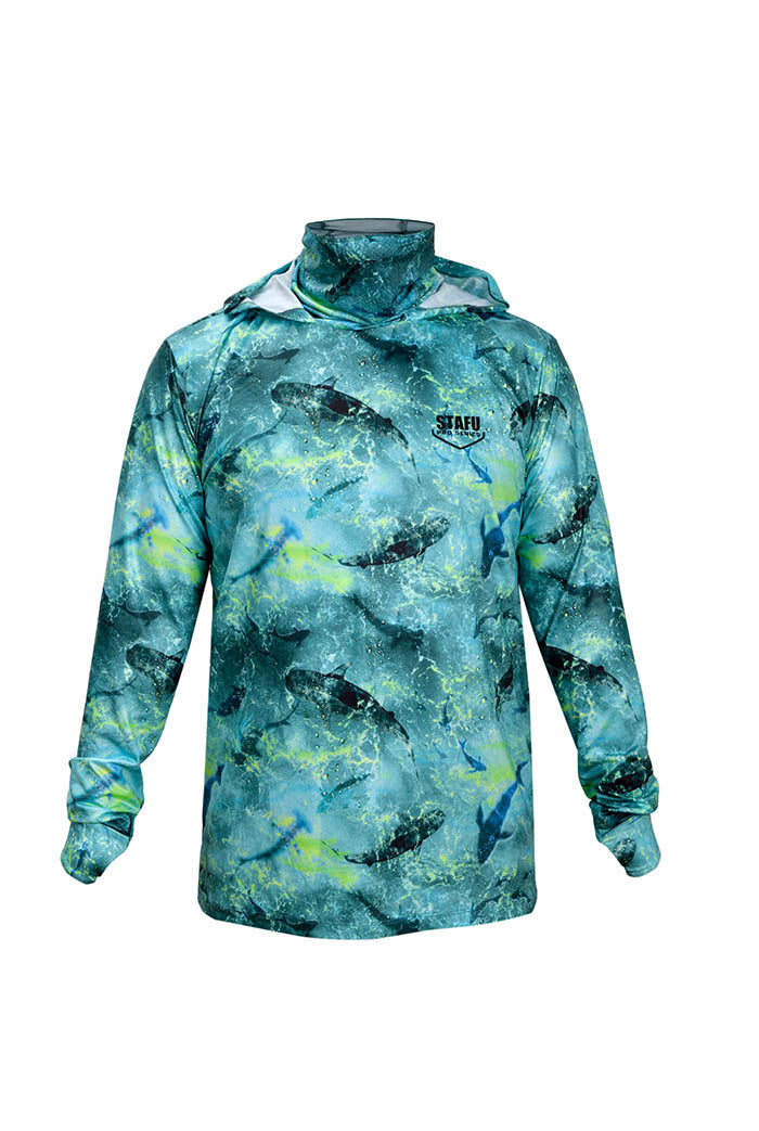 Stratos Kapüşonlu ve Maskeli UPF 40+ Performans T-Shirt - Shark Lime