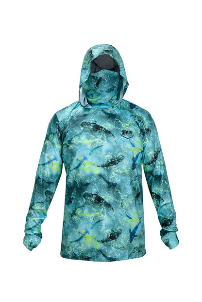 Stratos Kapüşonlu ve Maskeli UPF 40+ Performans T-Shirt - Shark Lime