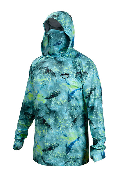 Stratos Kapüşonlu ve Maskeli UPF 40+ Performans T-Shirt - Shark Lime