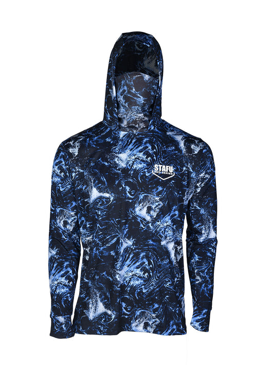 Stratos Kapüşonlu ve Maskeli UPF 40+ Performans T-Shirt - Dark Storm