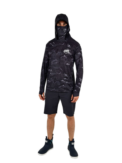 Stratos Kapüşonlu ve Maskeli UPF 40+ Performans T-Shirt - Frenzy Siyah - Stafu Pro Series