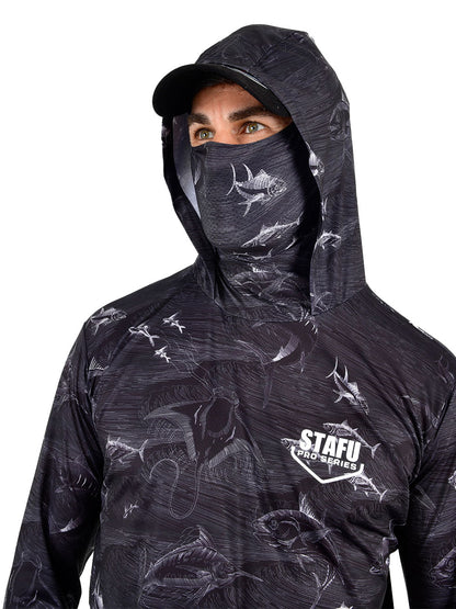 Stratos Kapüşonlu ve Maskeli UPF 40+ Performans T-Shirt - Frenzy Siyah - Stafu Pro Series
