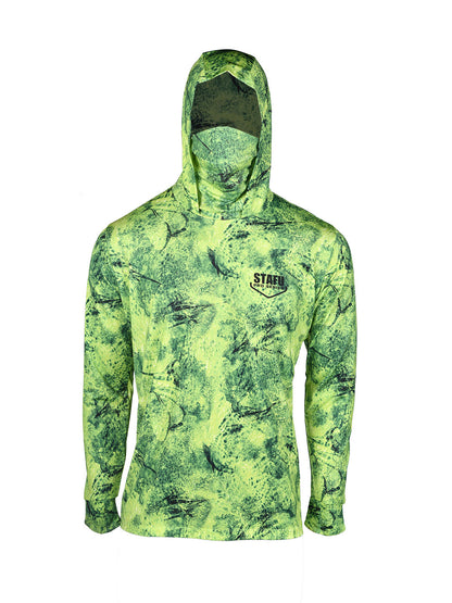 Stratos Hooded and Masked UPF 40+ Performance T-Shirt - Marlin Mania Green