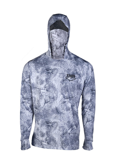Stratos Kapüşonlu ve Maskeli UPF 40+ Performans T-Shirt - Marlin Mania Grİ