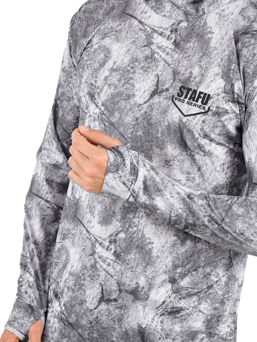 Stratos Kapüşonlu ve Maskeli UPF 40+ Performans T-Shirt - Marlin Mania Grİ - Stafu Pro Series