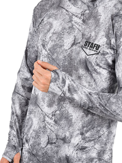Stratos Kapüşonlu ve Maskeli UPF 40+ Performans T-Shirt - Marlin Mania Grİ - Stafu Pro Series