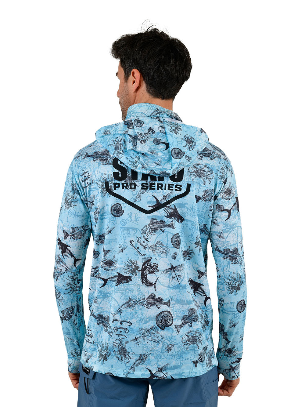 Stratos Kapüşonlu ve Maskeli UPF 40+ Performans T-Shirt - Paleo Mavi - Stafu Pro Series