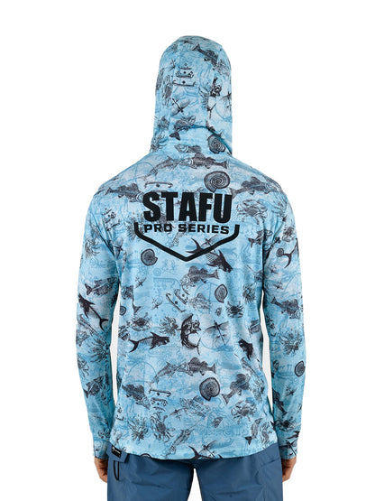Stratos Kapüşonlu ve Maskeli UPF 40+ Performans T-Shirt - Paleo Mavi - Stafu Pro Series