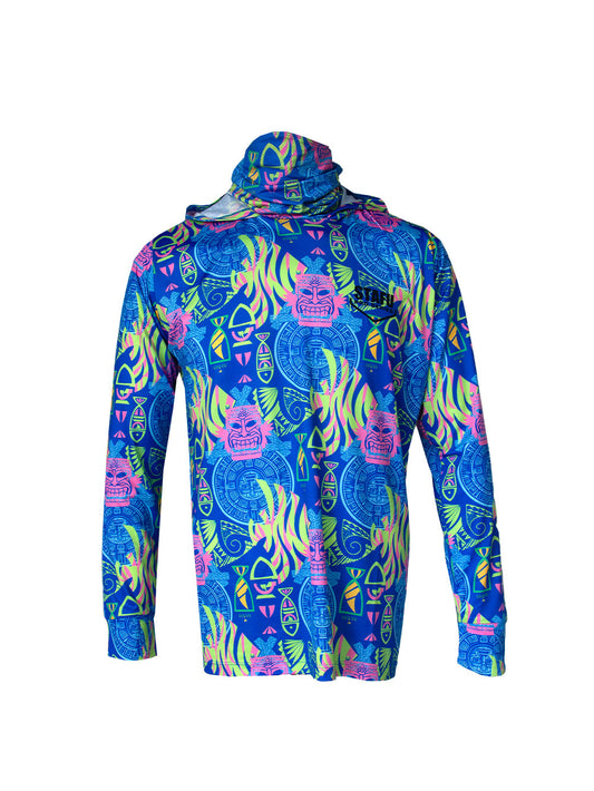 Stratos Kapüşonlu ve Maskeli UPF 40+ Performans T-Shirt - Samoa Blue