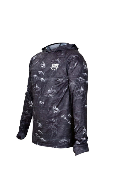 Tasman Kapüşonlu UV Korumalı Performans T-Shirt - FRENZY BLACK
