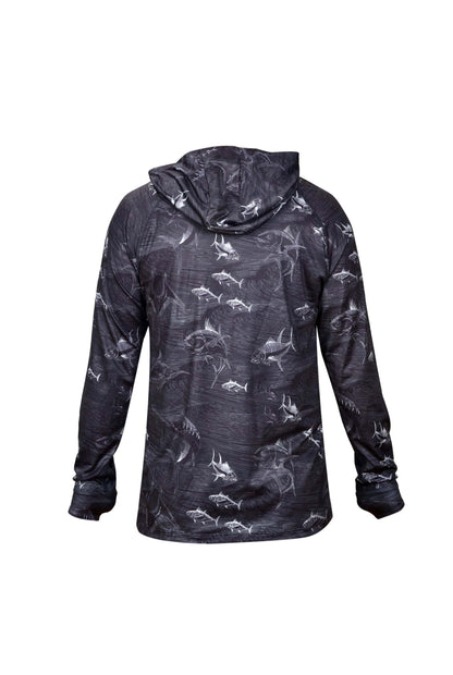 Tasman Kapüşonlu UV Korumalı Performans T-Shirt - FRENZY BLACK