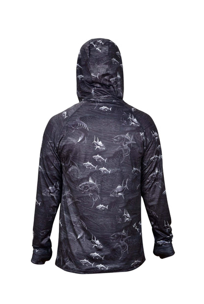 Tasman Kapüşonlu UV Korumalı Performans T-Shirt - FRENZY BLACK