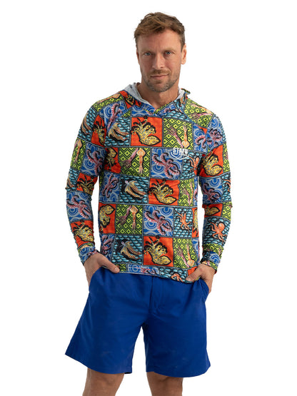 Tasman Kapüşonlu UV Korumalı Performans T-Shirt - Colorful Octopus - Stafu Pro Series