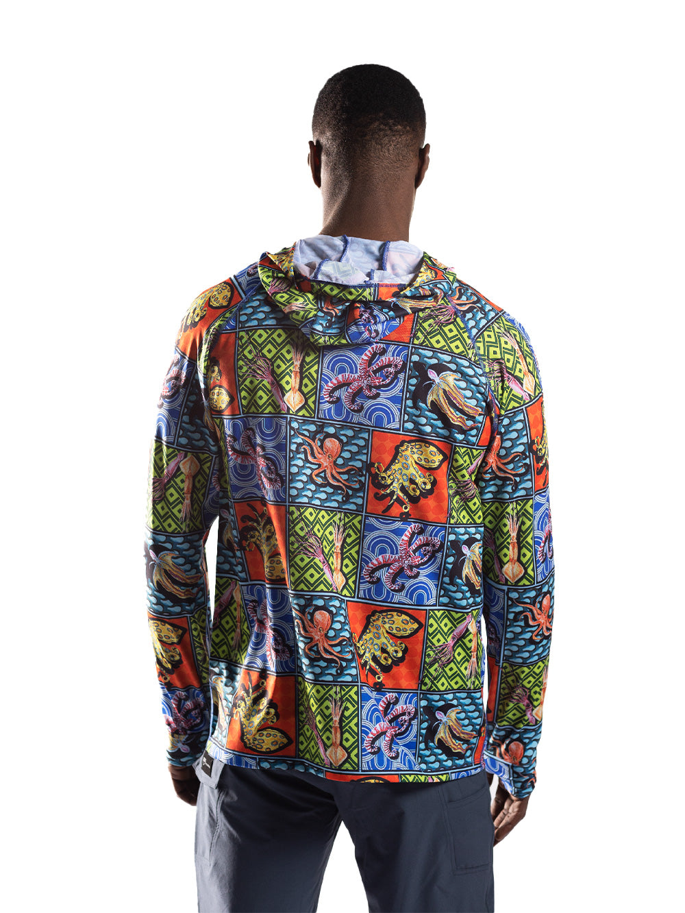 Tasman Kapüşonlu UV Korumalı Performans T-Shirt - Colorful Octopus - Stafu Pro Series