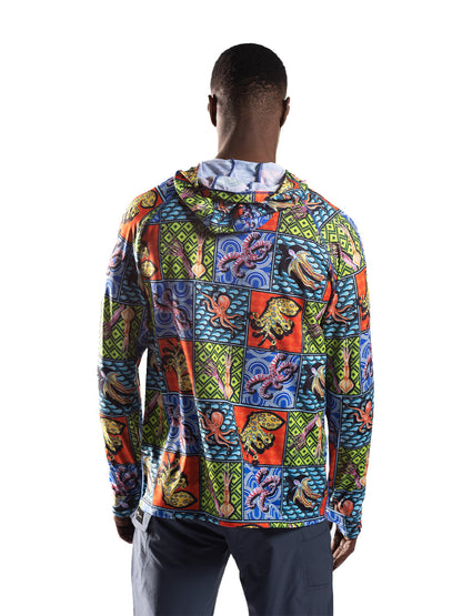 Tasman Kapüşonlu UV Korumalı Performans T-Shirt - Colorful Octopus - Stafu Pro Series