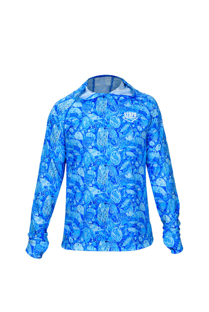 Tasman Kapüşonlu UV Korumalı Performans T-Shirt - THE KISS BLUE