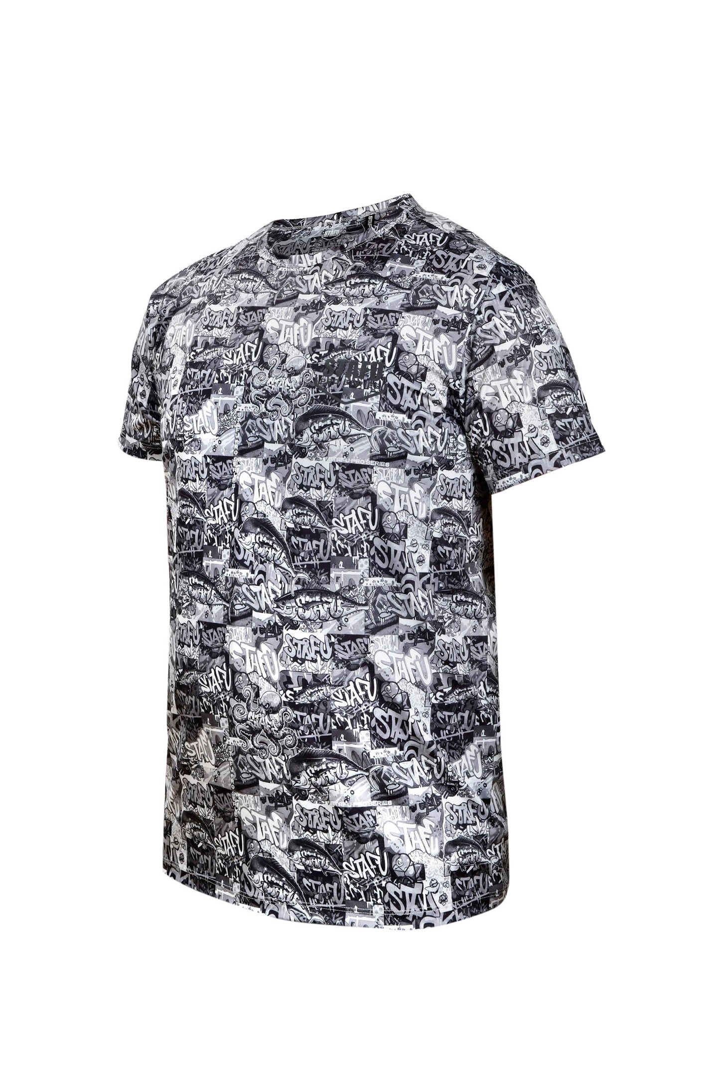 Zero KIsa Kollu UV Korumalı Performans T-shirt - Grafiti Black