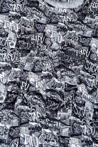 Zero KIsa Kollu UV Korumalı Performans T-shirt - Grafiti Black