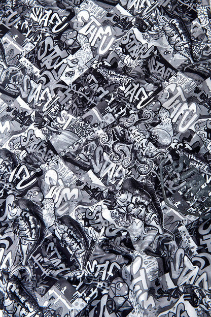 Zero KIsa Kollu UV Korumalı Performans T-shirt - Grafiti Black