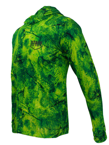 Zero Kapüşonlu Uzun Kollu UV Korumalı Performans T-shirt - Marlin Mania Yeşil - Stafu Pro Series