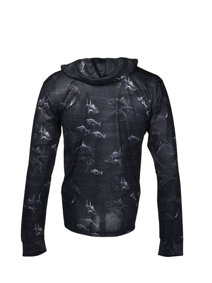 Zero Hooded Long Sleeve UV Protection Performance T-shirt - Frenzy Black