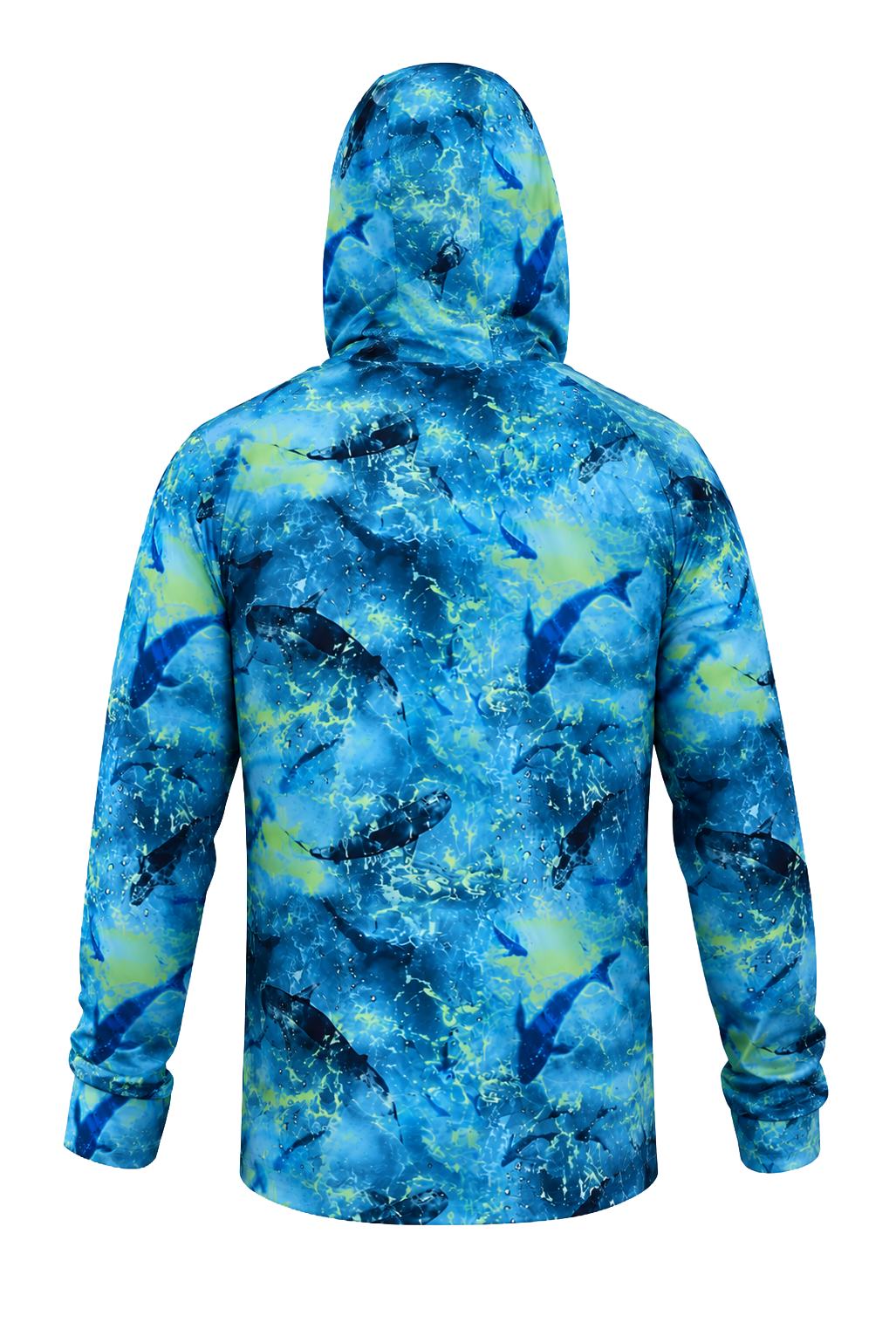 Stratos Kapüşonlu ve Maskeli UPF 40+ Performans T-Shirt - Shark Blue Lime