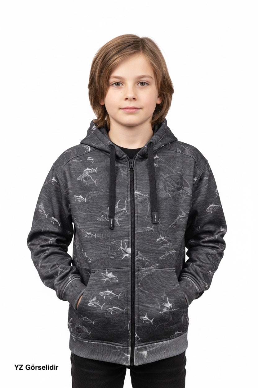 Jedi  Jr Fermuarlı Kapüşonlu Sweatshirt - Frenzy Black