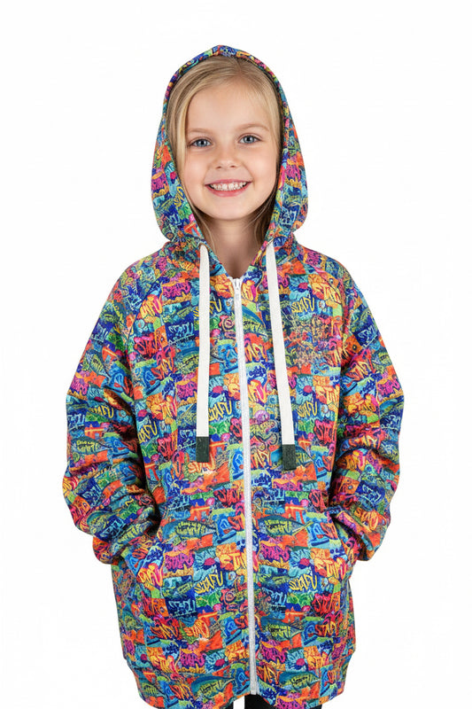 Jedi  Jr Fermuarlı Kapüşonlu Sweatshirt - Grafiti