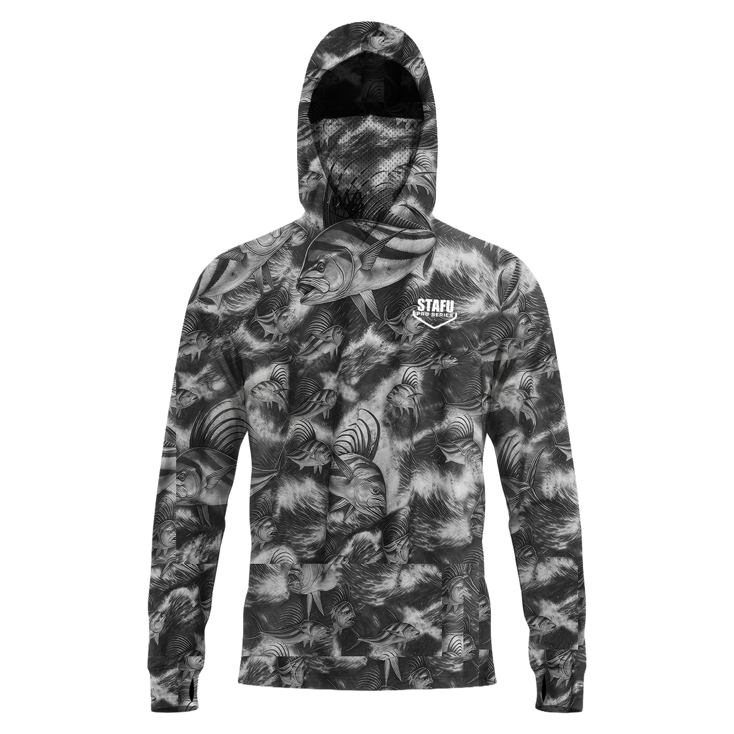 Stratos Kapüşonlu ve Maskeli UPF 40+ Performans T-Shirt -Rooster Grey