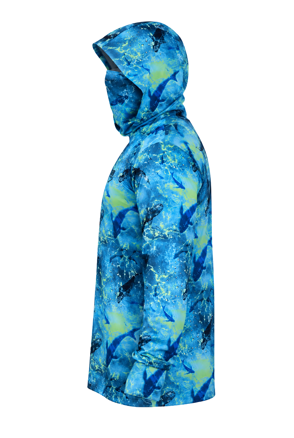 Stratos Kapüşonlu ve Maskeli UPF 40+ Performans T-Shirt - Shark Blue Lime
