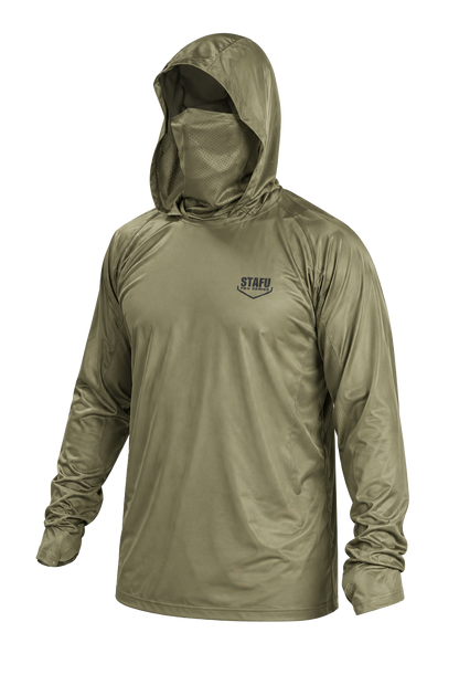 Stratos Kapüşonlu ve Maskeli UPF 40+ Performans T-Shirt - Coyote Brown