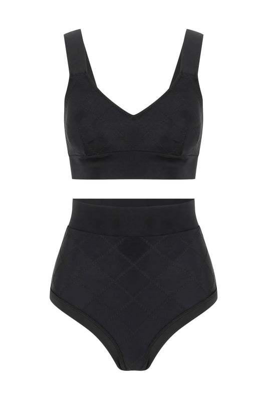 Marla Kadın Yüksek Bel Bikini - Siyah - Stafu Pro Series