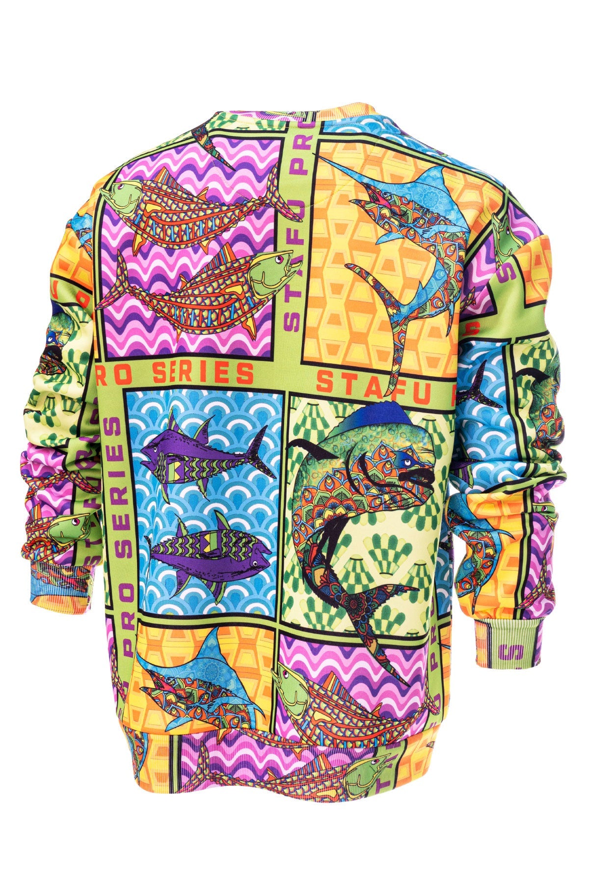 Retro Unisex Crew Neck Long Sleeve Fish Eye Patterned Sweatshirt